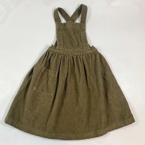 Kids Olive Corduroy Overall Dress